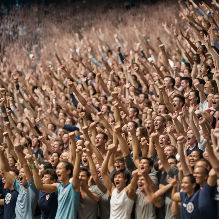 Visual representation of "as one man" - When everyone does something altogether at the same time