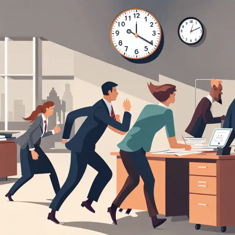 Visual representation of "hurry" - A situation where things are being done quickly