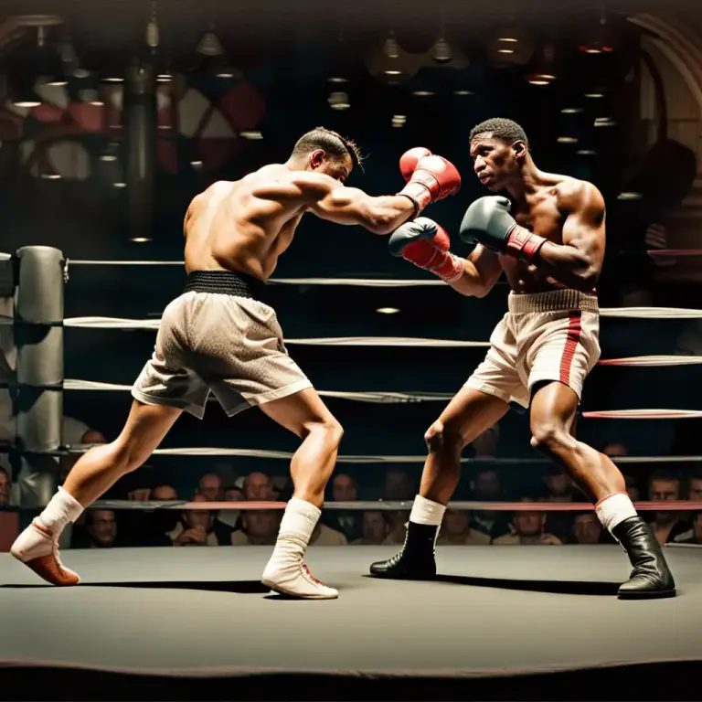 Visual representation of "on the ropes" - In boxing, when a boxer is driven against the ropes of the boxing ring by their opponent