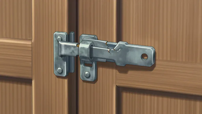Visual representation of "latch" - A device that holds a door, gate, or window closed and can only be opened by a key or by a special movement