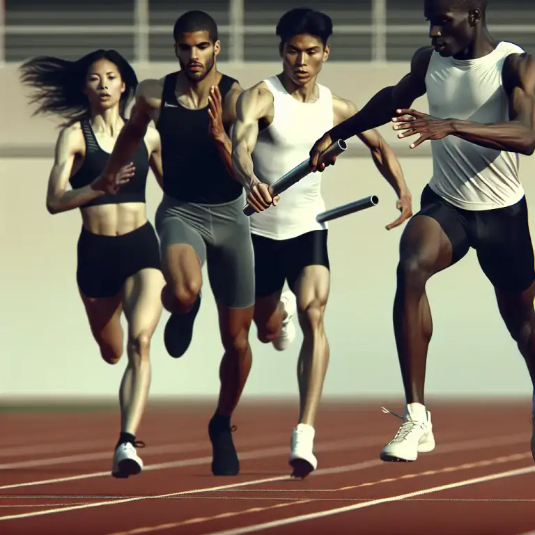 Visual representation of "baton" - A stick passed from runner to runner in a relay race