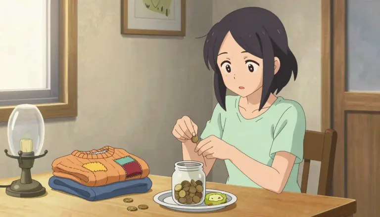 Visual representation of "frugal" - Someone who is careful when using money, resources and avoids waste