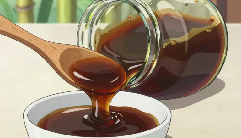 Visual representation of "molasses" - A dark, sweet, sticky liquid that is made from sugar cane or sugar beet