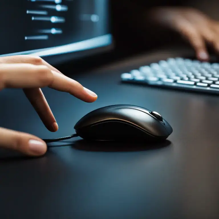 Visual representation of "mouse" - A small handheld device that you use to control the cursor on a computer screen.