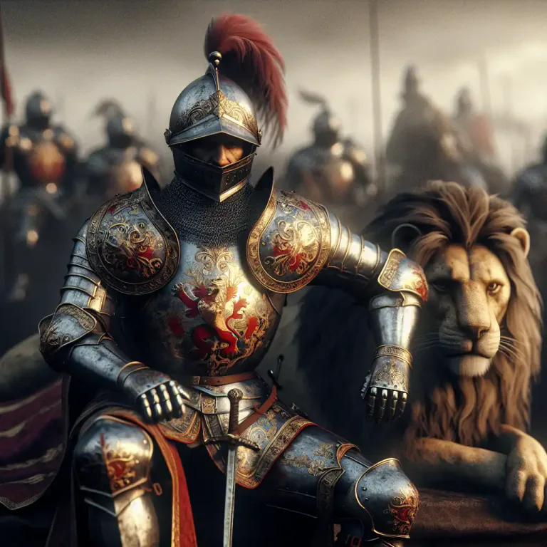 Visual representation of "leonine" - Characterized by bravery or nobility.