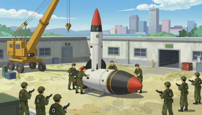 Visual representation of "denuclearization" - The act of removing or disbanding nuclear weapons and nuclear military capabilities from a country or area.