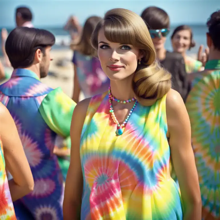 Visual representation of "groovy" - Relating to the fashion, music, and attitudes of the 1960s, or reminiscent of that time