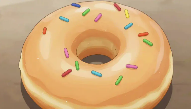 Visual representation of "doughnut" - A sweet, round piece of fried dough that often has a hole in the middle.