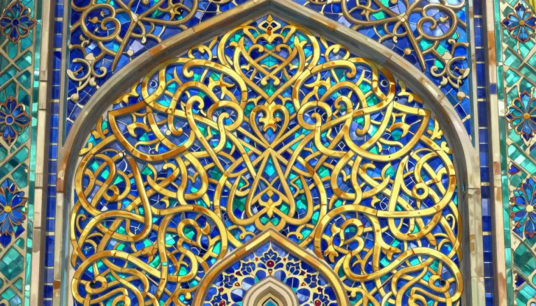 Visual representation of "arabesque" - A complex, ornate design often seen in Islamic art.