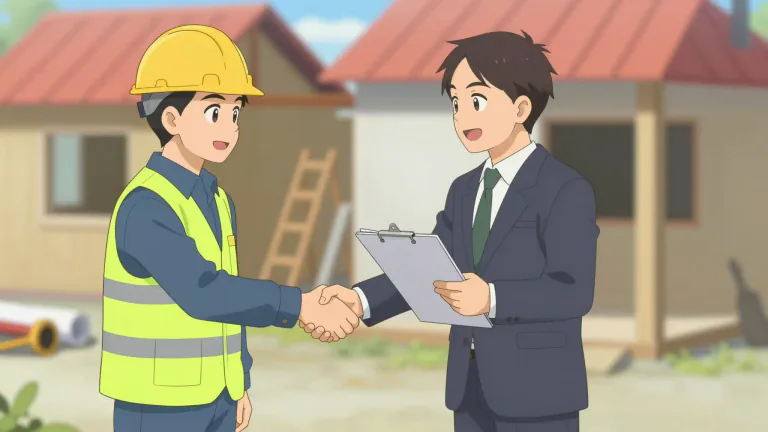Visual representation of "contractor" - A person or company that provides goods or services to another company under a specified agreement.