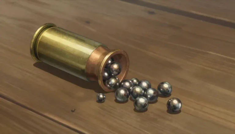 Visual representation of "buckshot" - Tiny round pieces of metal used in some types of gun cartridges.