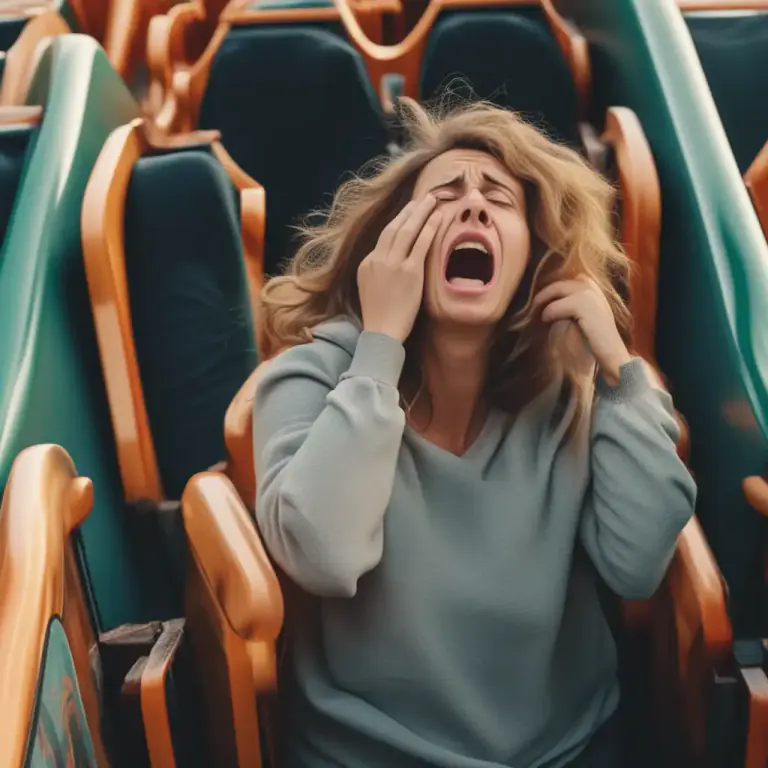 Visual representation of "feel sick to your stomach" - Having a feeling of physical discomfort in the abdominal area, often from nausea