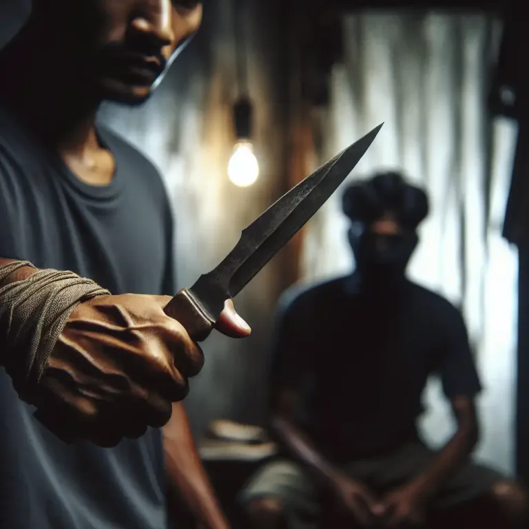 Visual representation of "shank" - To stab someone with a homemade knife or sharp object