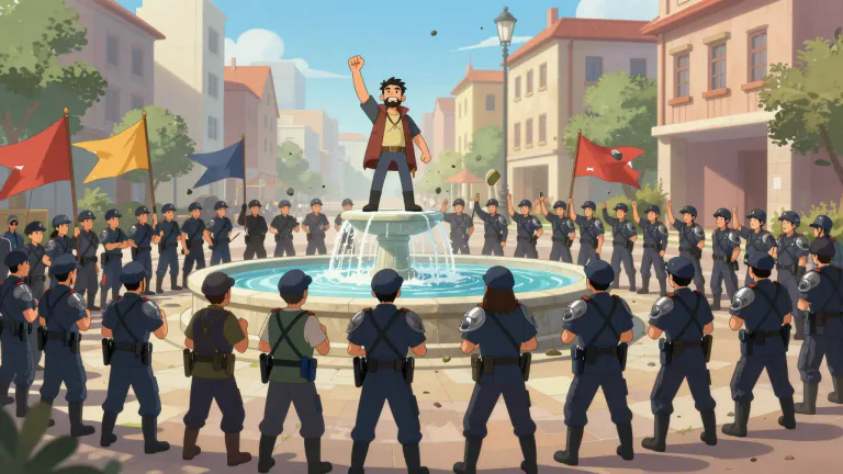 Visual representation of "seditious" - Causing people to rebel or fight against a government