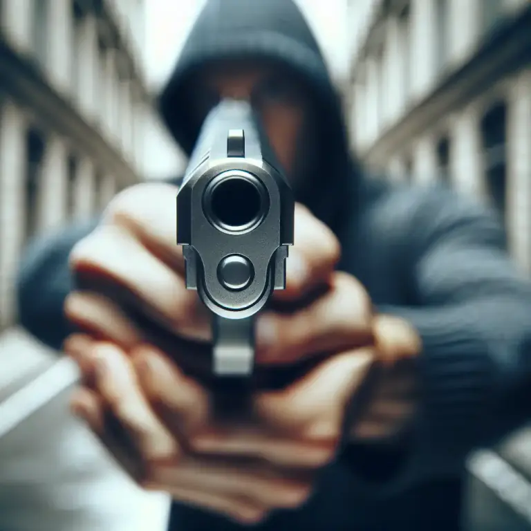Visual representation of "snout" - The front part of a firearm, where the bullets come out