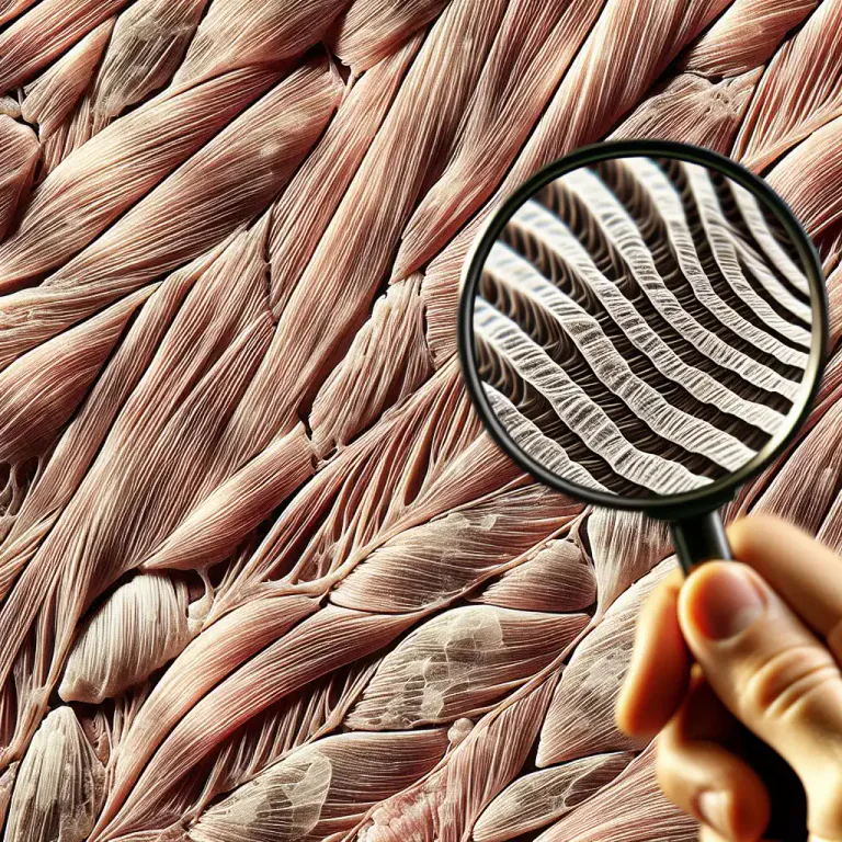 Visual representation of "striation" - The alternating dark and light bands seen in skeletal muscle fibers under a microscope