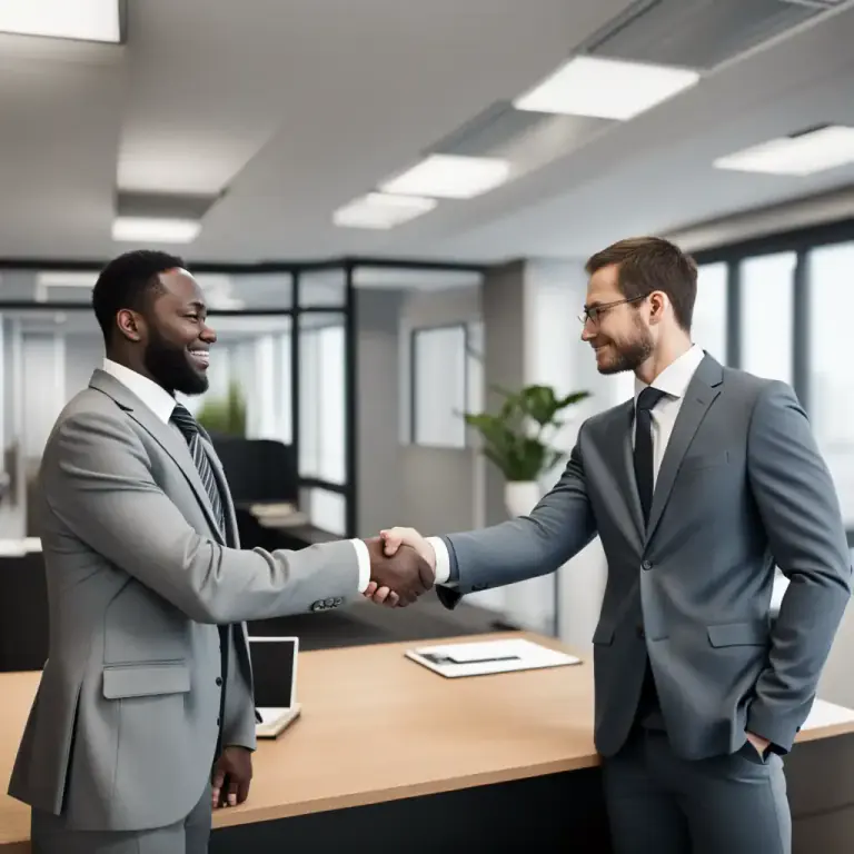 Visual representation of "in person" - By meeting with someone face-to-face rather than communicating through another way like phone or email.