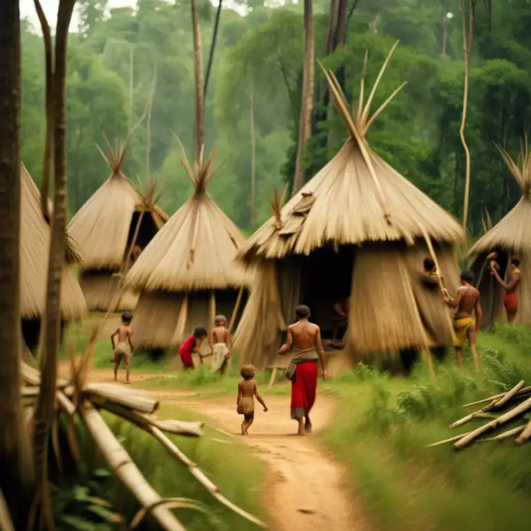 Visual representation of "barbarous" - Not civilized, primitive.