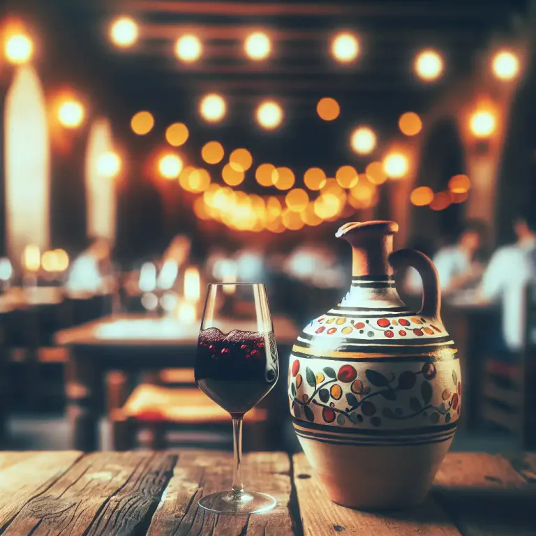Visual representation of "bodega" - In Catalan culture, a large ceramic jug for holding wine.