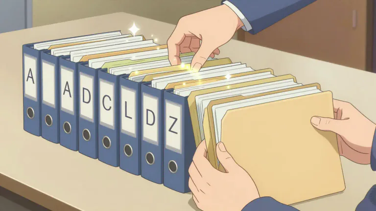 Visual representation of "alphabetize" - To arrange things in order according to the alphabet