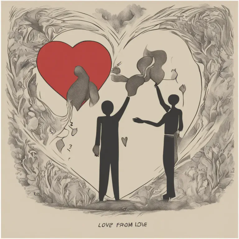 Visual representation of "love from" - Used to indicate who is giving love, especially in messages or greetings