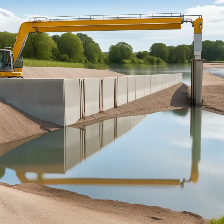 Visual representation of "bulkhead" - A barrier or structure, typically made from metal or concrete, designed to hold back water or soil.
