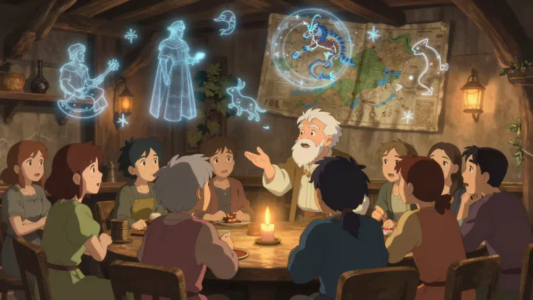 Visual representation of "lore" - The body of traditions and knowledge on a subject or held by a particular group, typically passed from person to person by word of mouth.