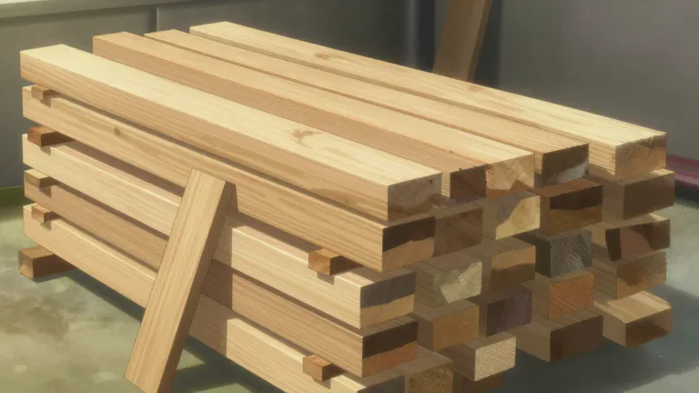 Visual representation of "lumber" - Cut pieces of tree used for building