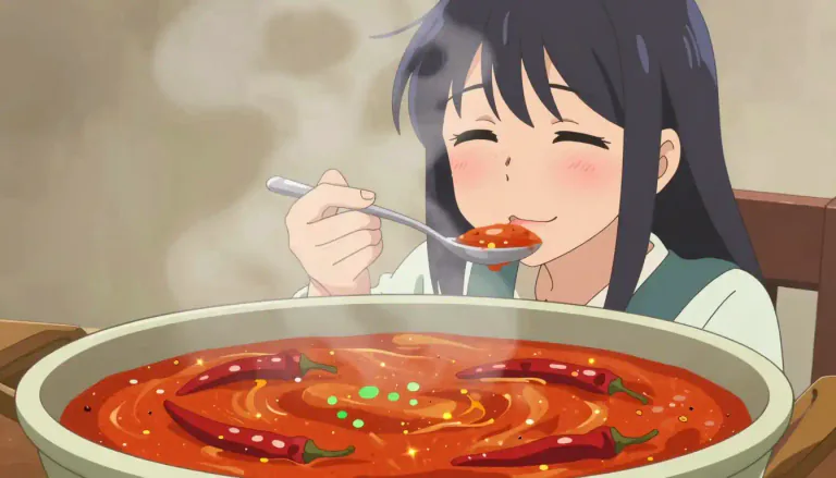 Visual representation of "spicy" - Having a strong, hot flavor