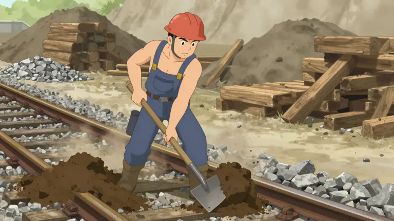 Visual representation of "navvy" - A worker, usually a man, who does hard physical work, especially making roads, railways, and canals.