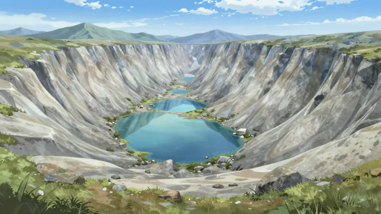 Visual representation of "kettle" - A geographic term referring to a hollow, basin or valley formed by glacial erosion.