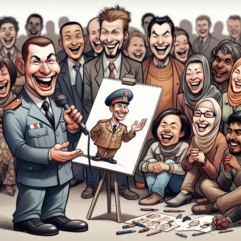 Visual representation of "satire" - A piece of writing, drawing, etc. in which humor and mockery are used to say something about a person, government, etc.
