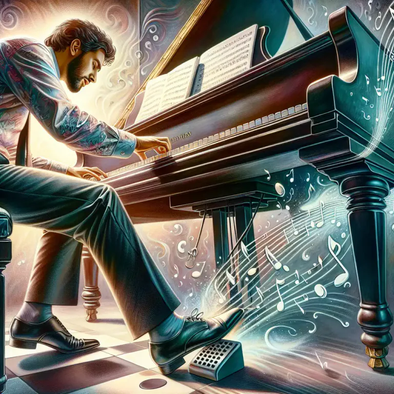 Visual representation of "pedal" - A pedal in a piano that changes the sound in some way.