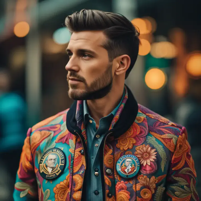 Visual representation of "flair" - A small decorative object worn on clothes or a special design or symbol