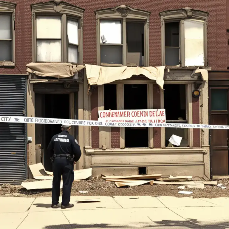 Visual representation of "condemnation" - In law, official declaration of being unfit for use or habitation, usually regarding buildings or property