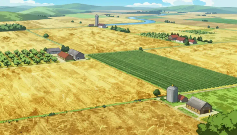 Visual representation of "breadbasket" - A region or place that produces a lot of grain and other crops.