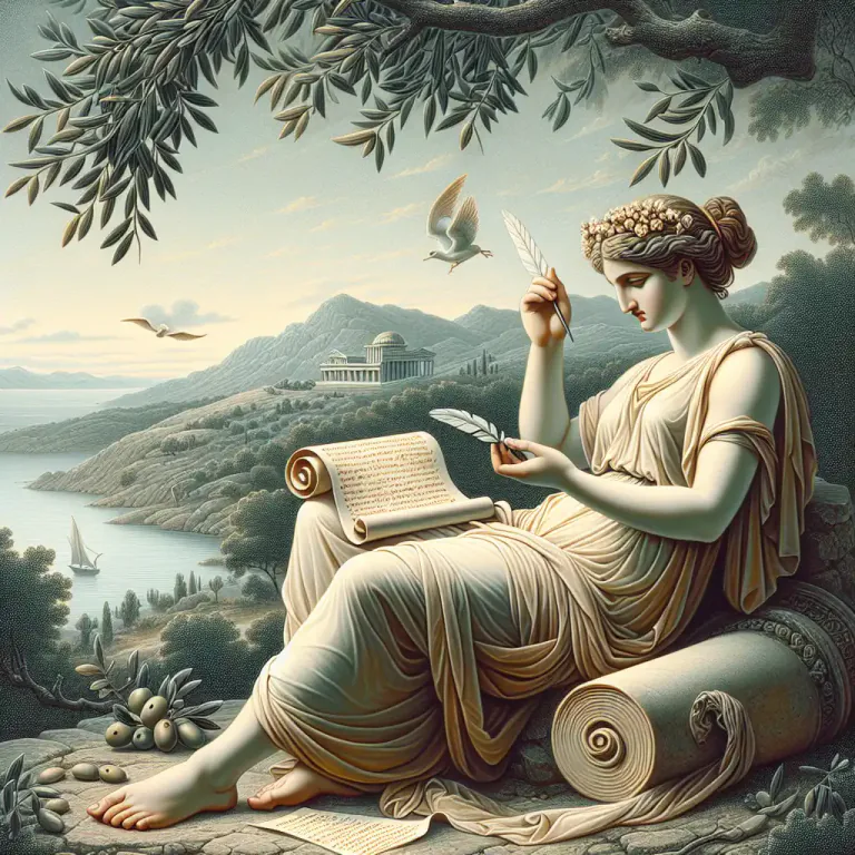 Visual representation of "sapphic" - Referring to the Greek poet Sappho or her writing.