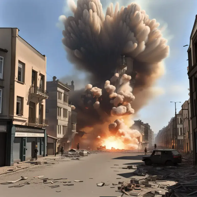 Visual representation of "fulminate" - To explode or detonate, especially with lots of noise and damage