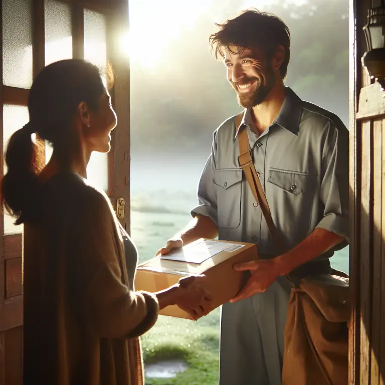 Visual representation of "arrive" - To be given or sent to someone, usually by post or delivery.