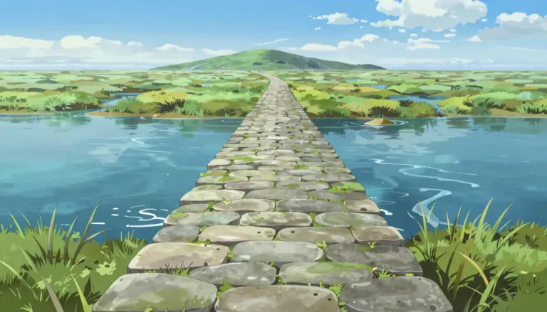 Visual representation of "causeway" - A raised road or path that goes across wet ground or water.