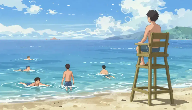 Visual representation of "bather" - A person who is swimming or spending time in a body of water for pleasure.