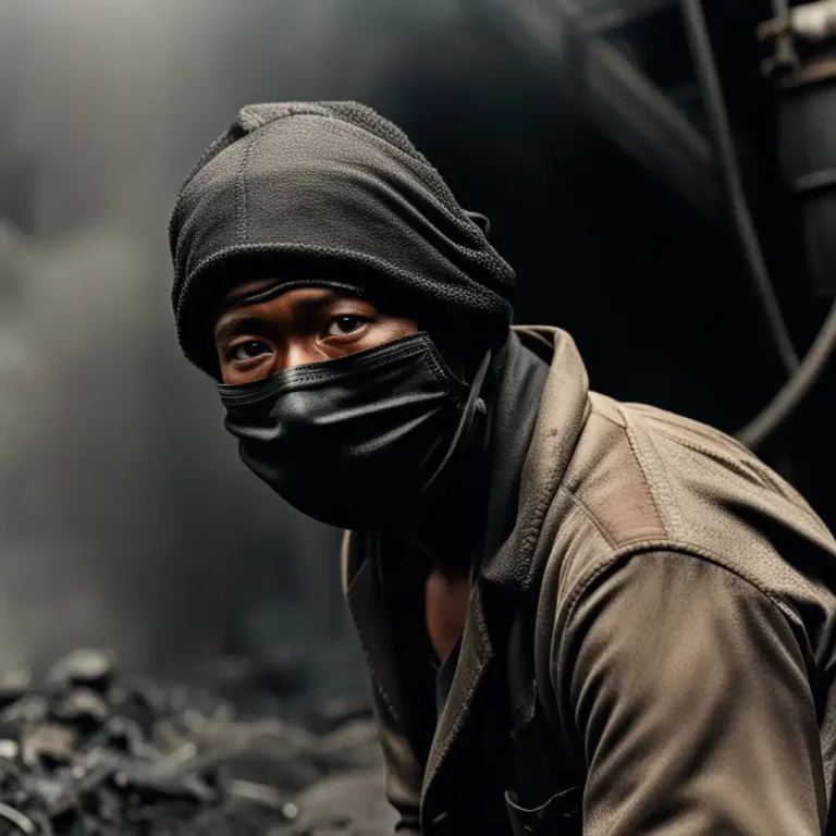 Visual representation of "sooty" - If a person's hands or face is sooty, it is dirty with soot.