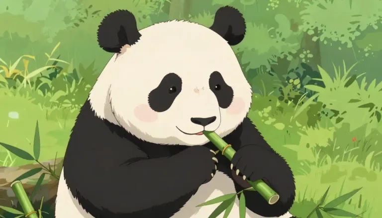 Visual representation of "panda" - A large animal from China that is black and white and eats mostly bamboo.