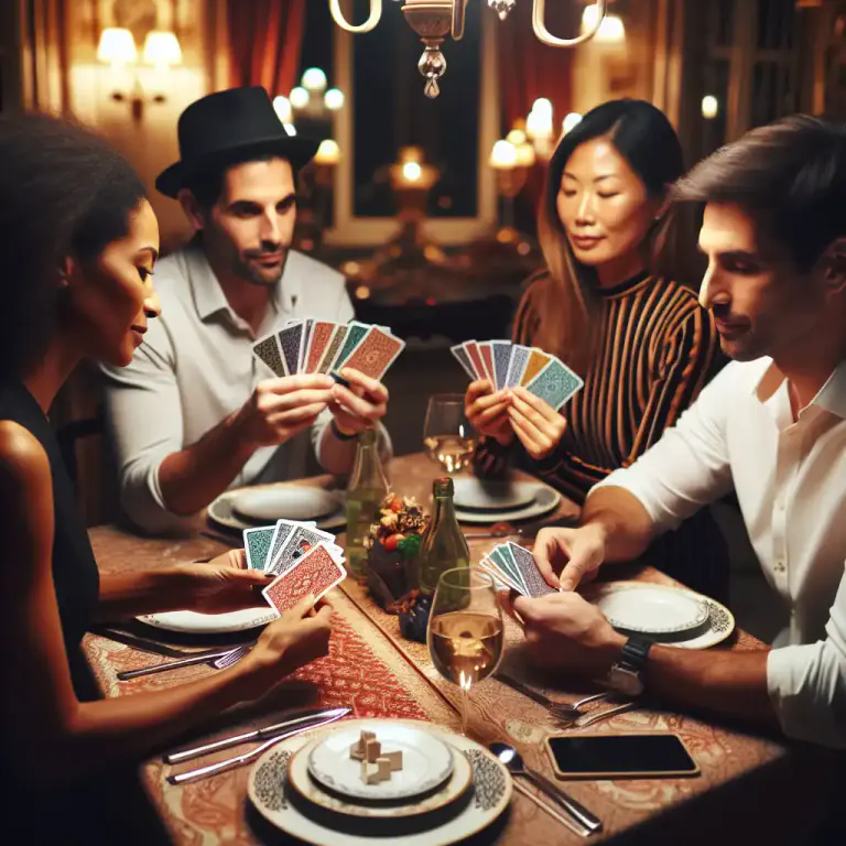 Visual representation of "quadrille" - A game played by several people with special cards.