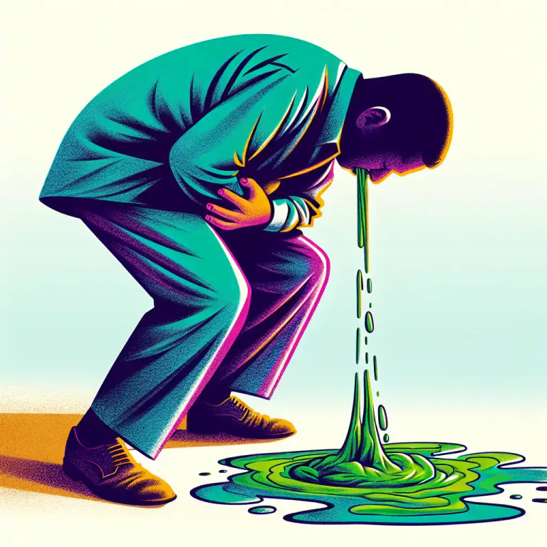 Visual representation of "sick" - Material that your body brings up from your stomach and out through your mouth when you vomit
