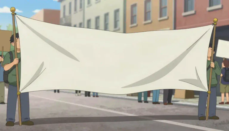 Visual representation of "banner" - A long piece of cloth with slogans, often used in protests or advertisements.