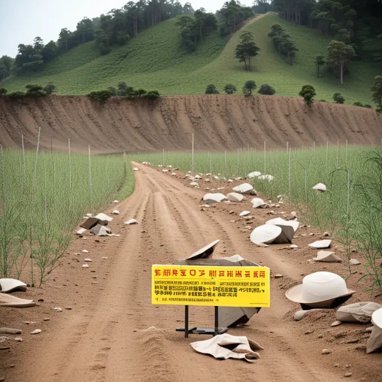 Visual representation of "mine" - An explosive device placed under the ground or water and detonates when people or vehicles pass over it.