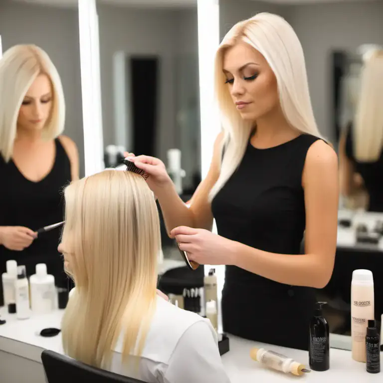 Visual representation of "bottle blonde" - A person who has dyed their hair blonde using artificial products.