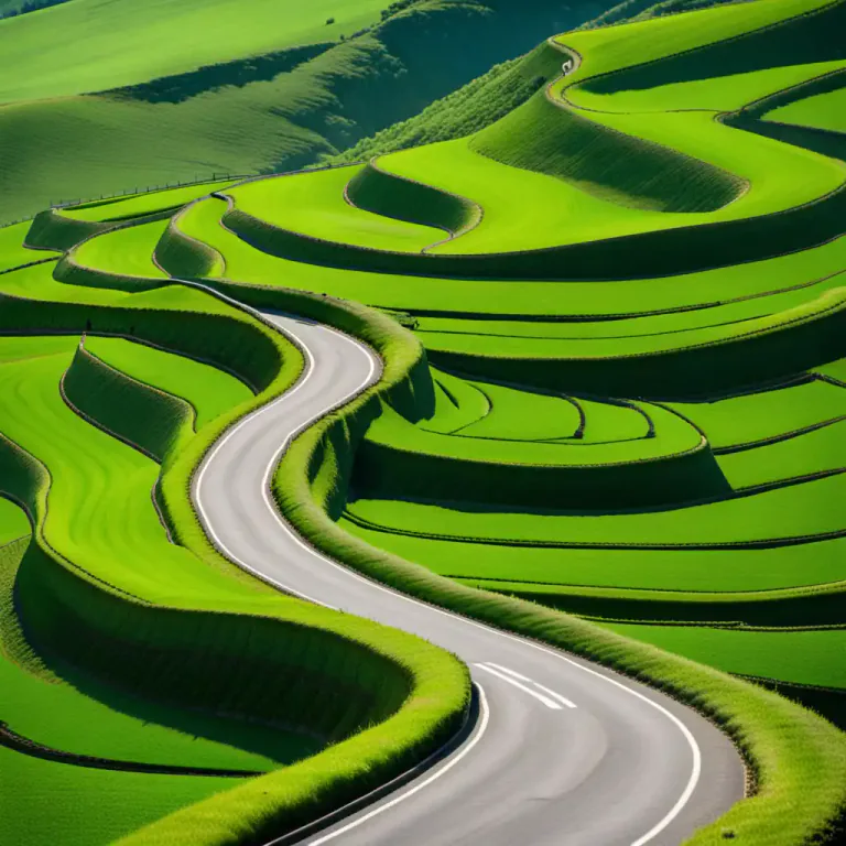 Visual representation of "bend" - A curve, especially a sharp curve, in a road or river