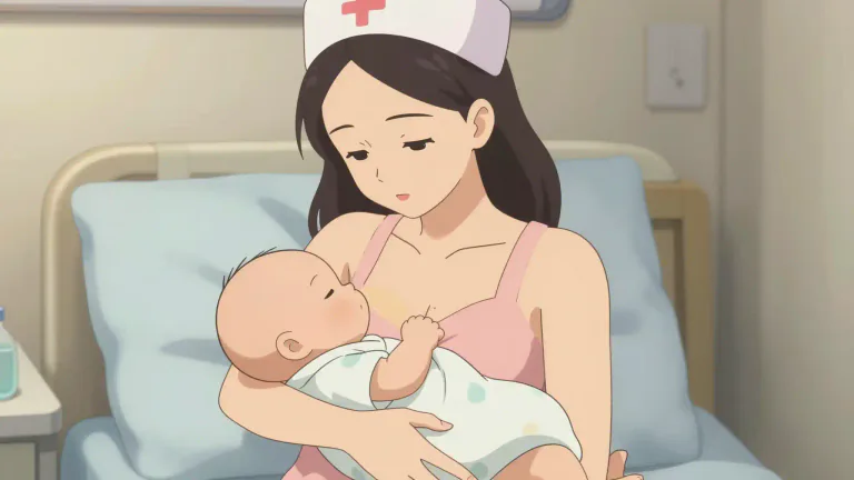 Visual representation of "latch on" - When a baby starts to suck milk from its mother's breast
